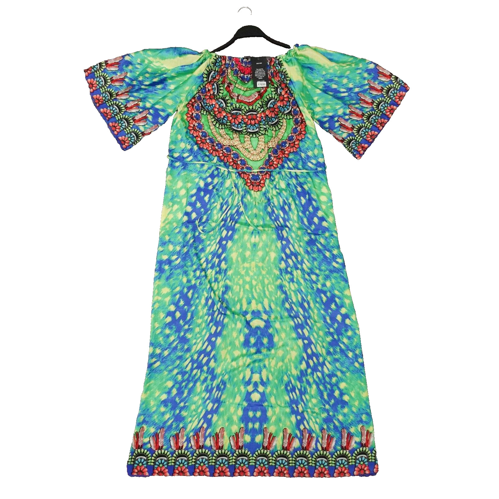 Sakkas Women’s One Size Stretch Neckline Beach Dress Caftan Cover up Rhinestone