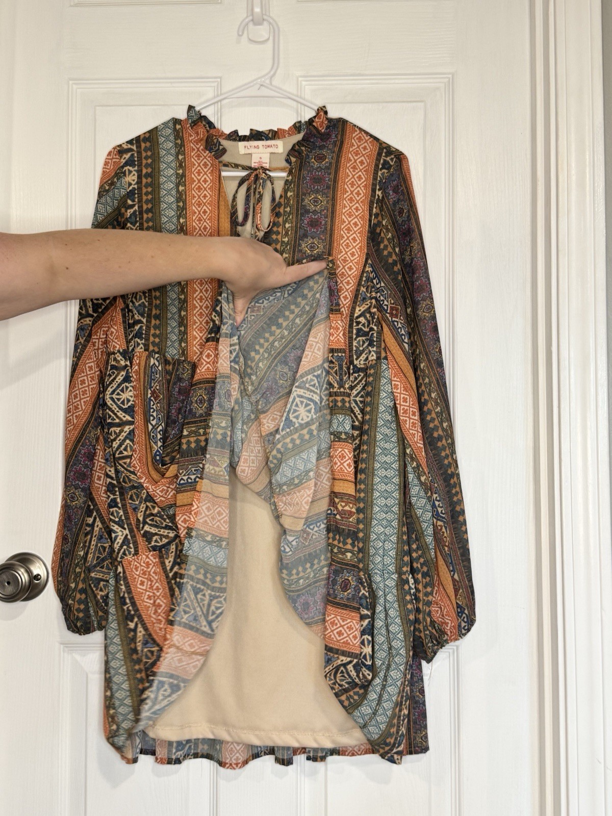 Flying Tomato Fall Printed Tiered Boho Dress