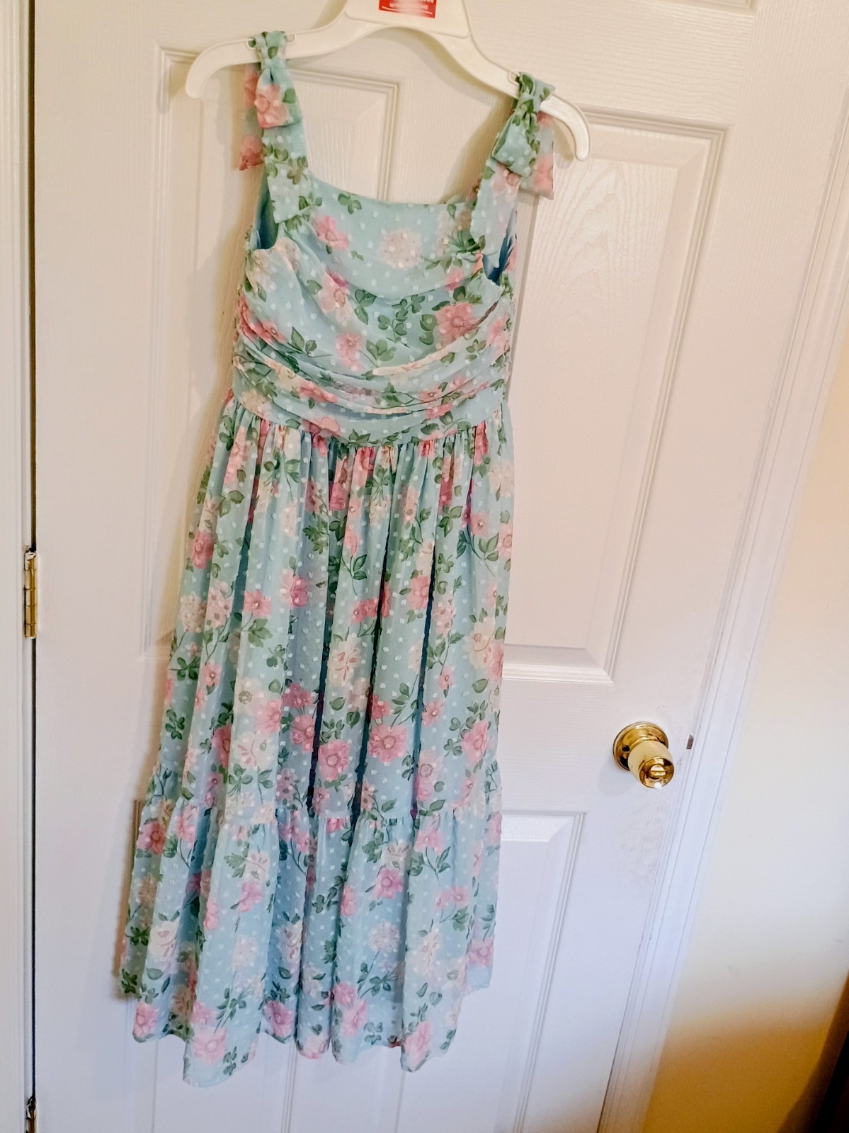 Biscotti Collezioni Size 8 Blue Pink Green Floral Fit & Flare Midi Lined