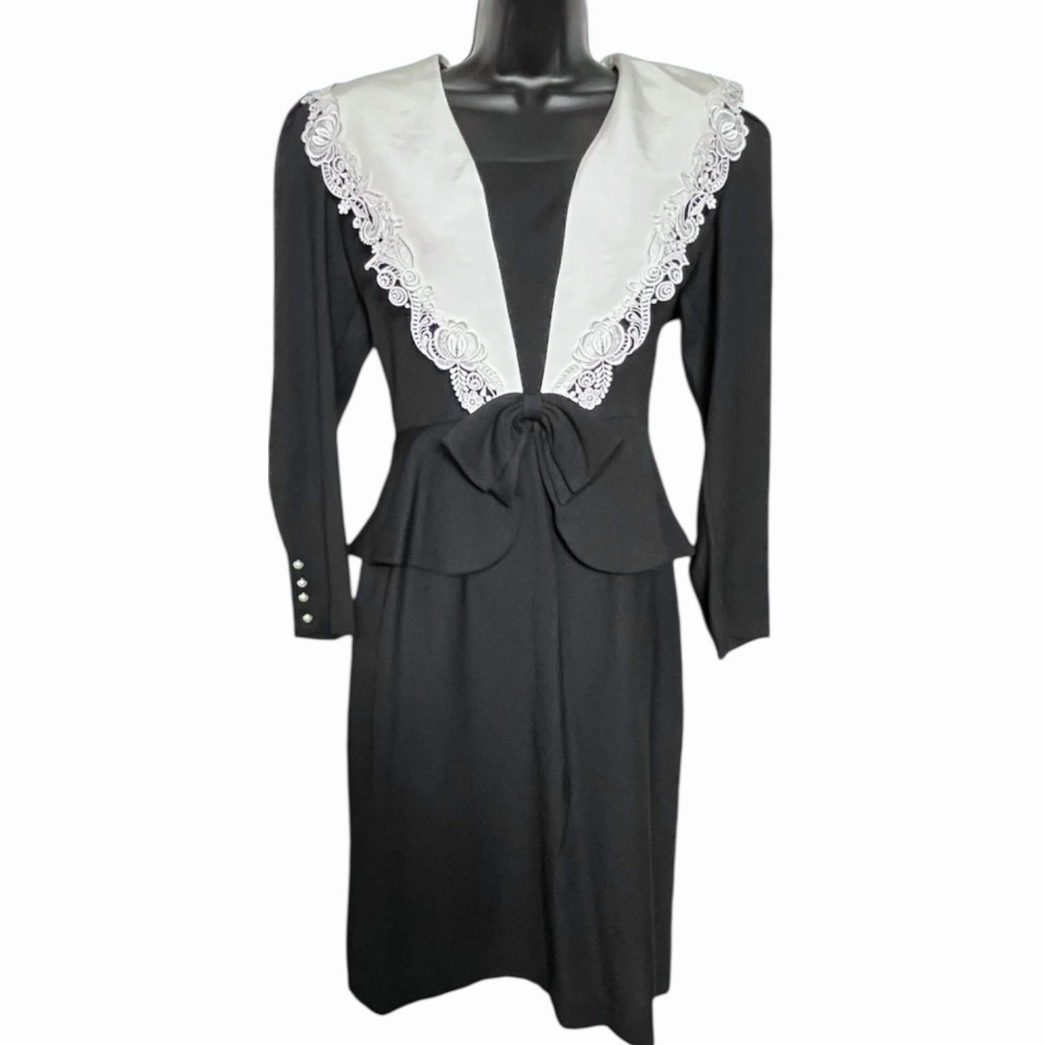VINTAGE 1980s DOES 1940s LANZ PEPLUM DRESS EDWARDIAN LOLITA WHIMSIGOTH SIZE 2