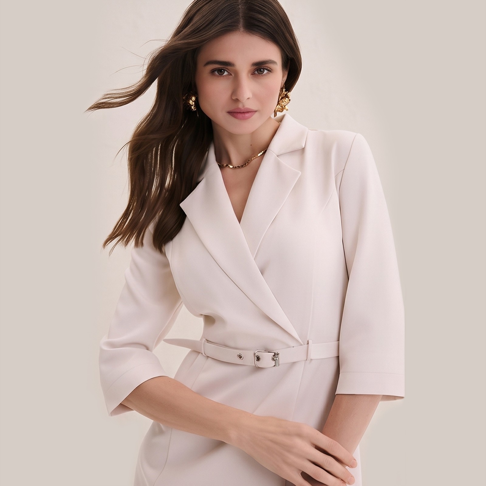 Cream Vespera Mini Dress Jacket by FemeAdor – Size (M) – Made in Ukraine