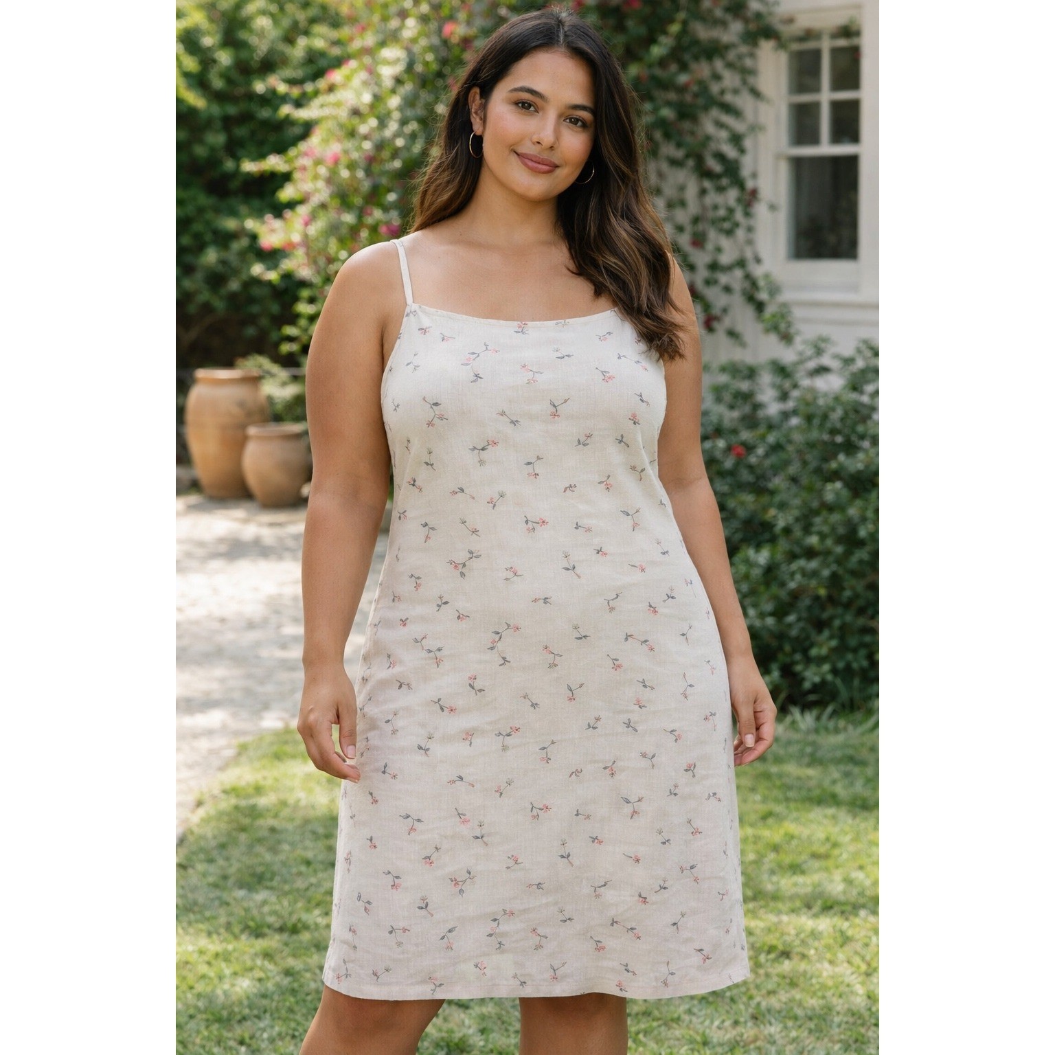 Brooks Brothers Floral Embroidered Cotton Sheath Dress Beige Pink 10