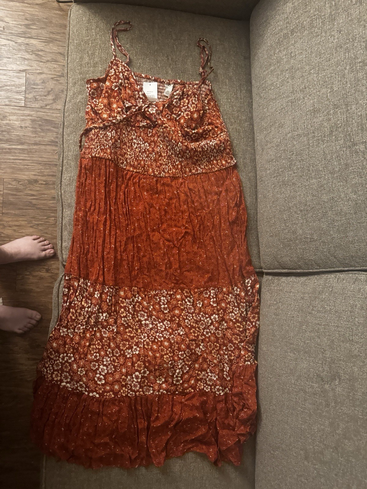 Cato XL Rust Floral Sleeveless Layered Maxi Dress Lightweight Straps