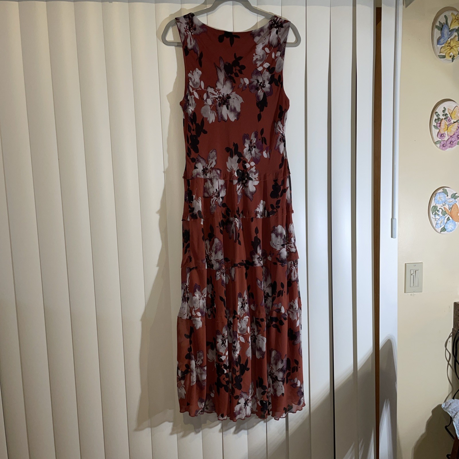 Womens Simply Vera Wang Sleeveless Dress L- Maxi length (rust, black and cream