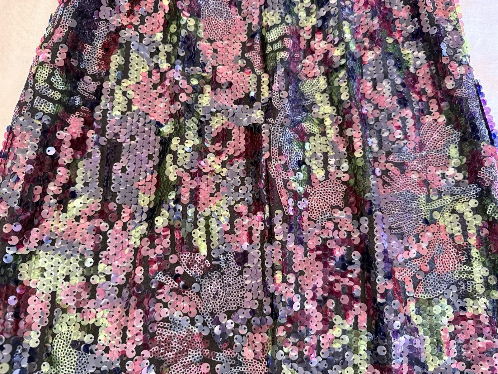 Dress the Population Nicole Sequined Deep Plum Midi Dress Pencil Belted Small S