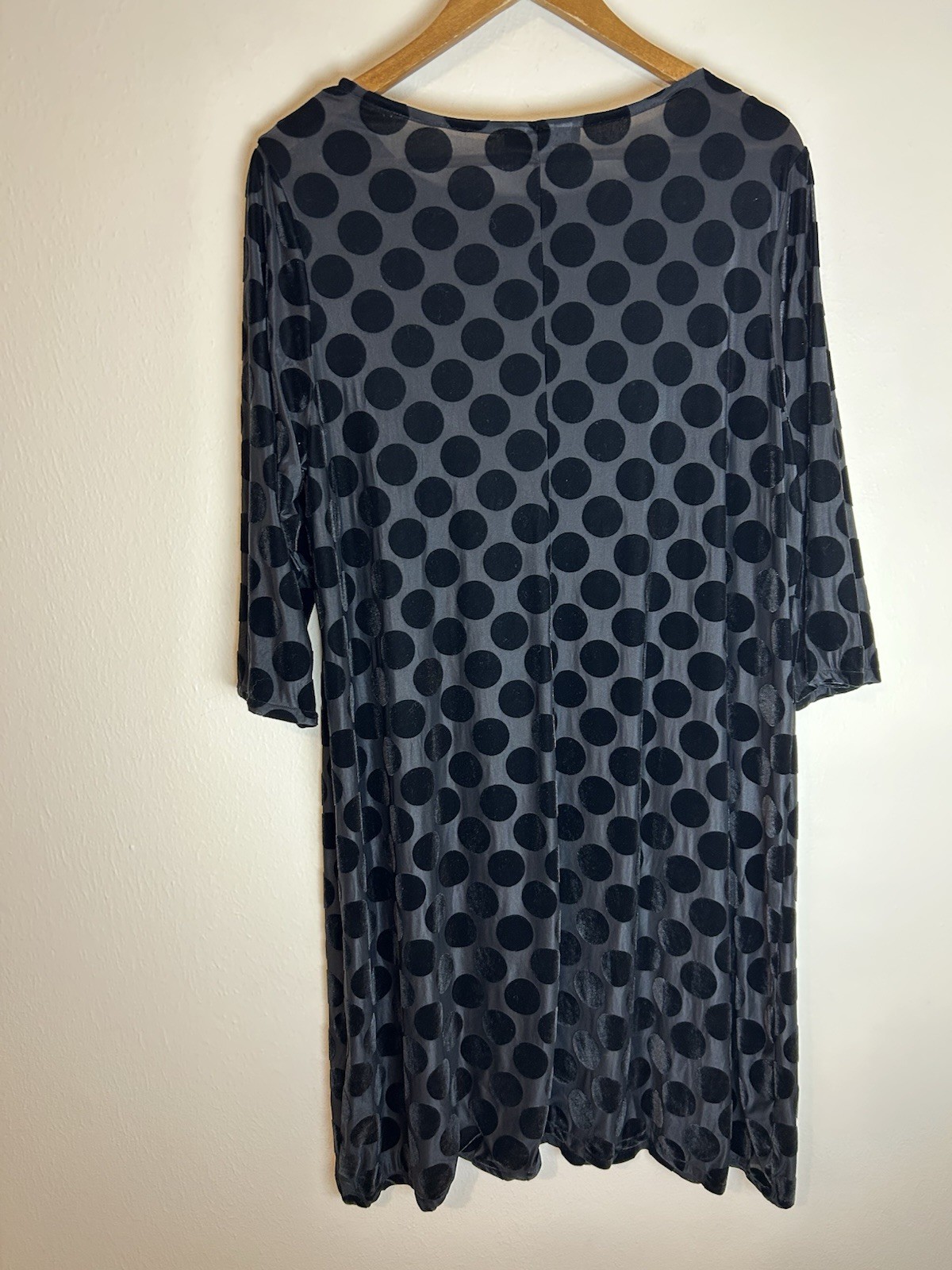 Bryn Walker Robin Black 3/4 Sleeve Mini Dress M Polka Dot Art To Wear Artsy Goth