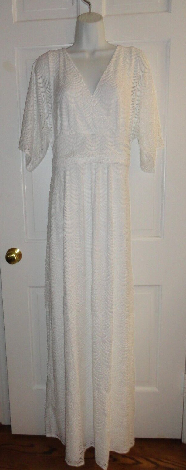 NWT LILLY PULITZER WHITE SCALLOPED SHELL LACE ELBOW LENGTH PARIGI MAXI DRESS XL