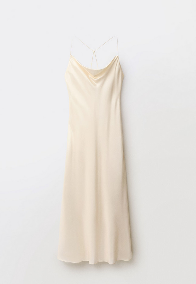 NWT MANGO MNG SELECTION COLLECTION $250 DRAPED NECKLINE SILK DRESS SZ S US 4
