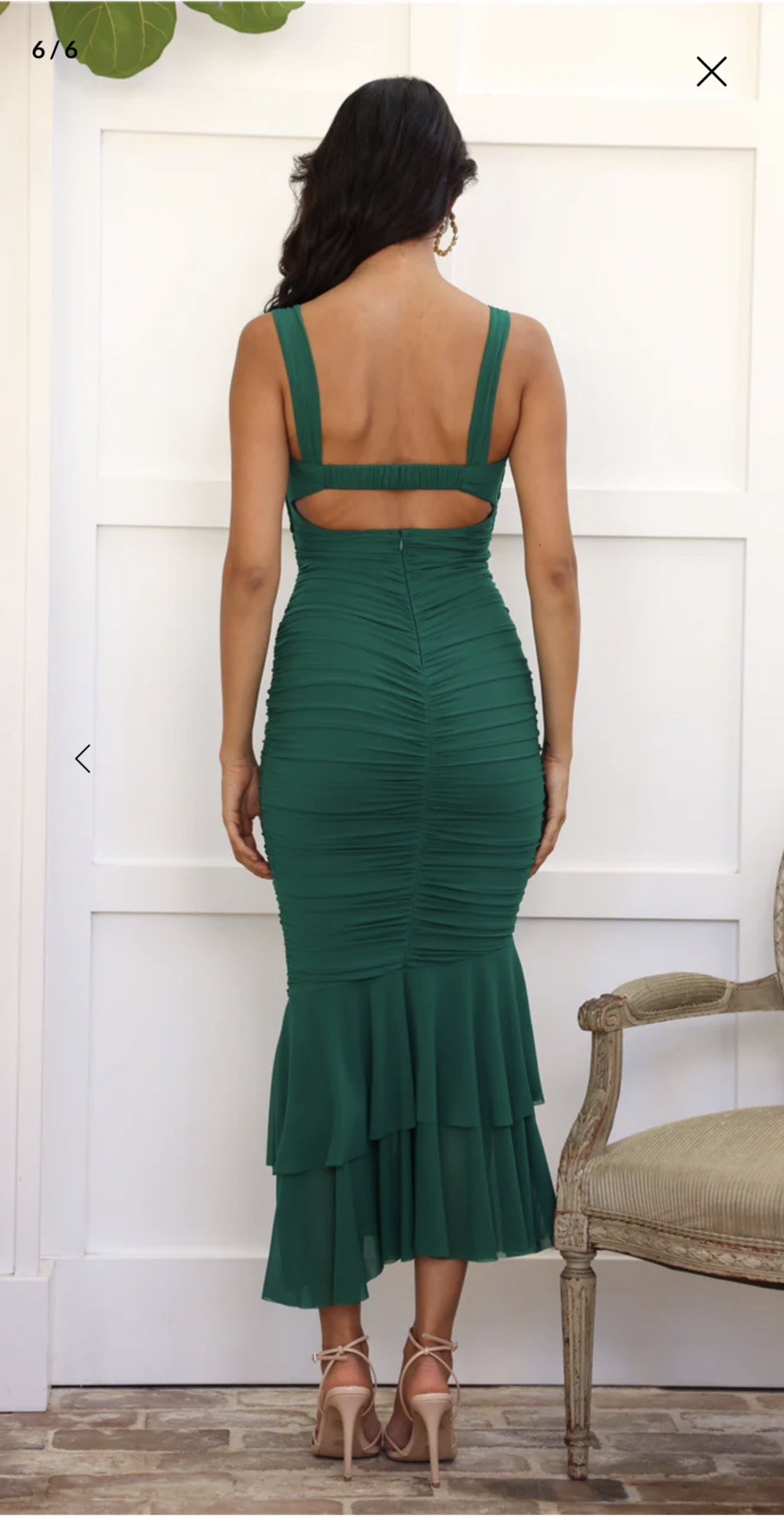 Lavish Alice Green Mesh Ruched Maxi Dress Sweetheart Strappy Stretch XS