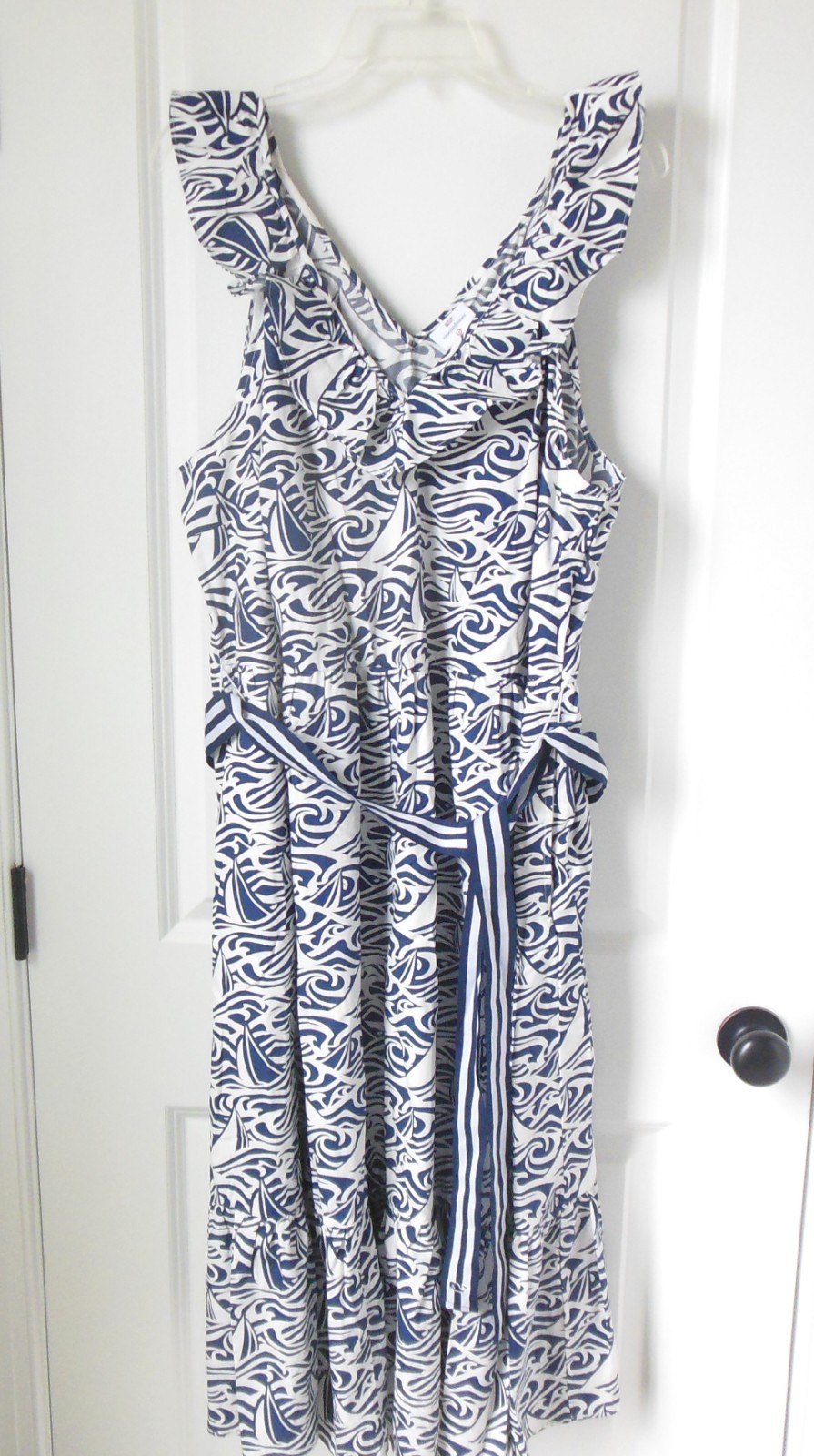 Vineyard Vines x Target Sun Dress sz 2X Sleeveless Blue White Rough Seas w Belt