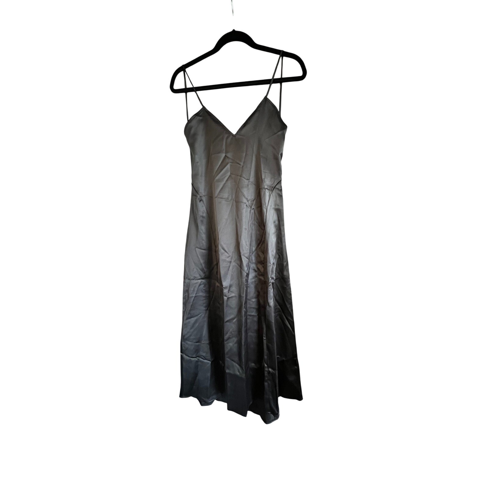 Micas Satin Slip Dress V-Neck Midi Cocktail Party Dress XS