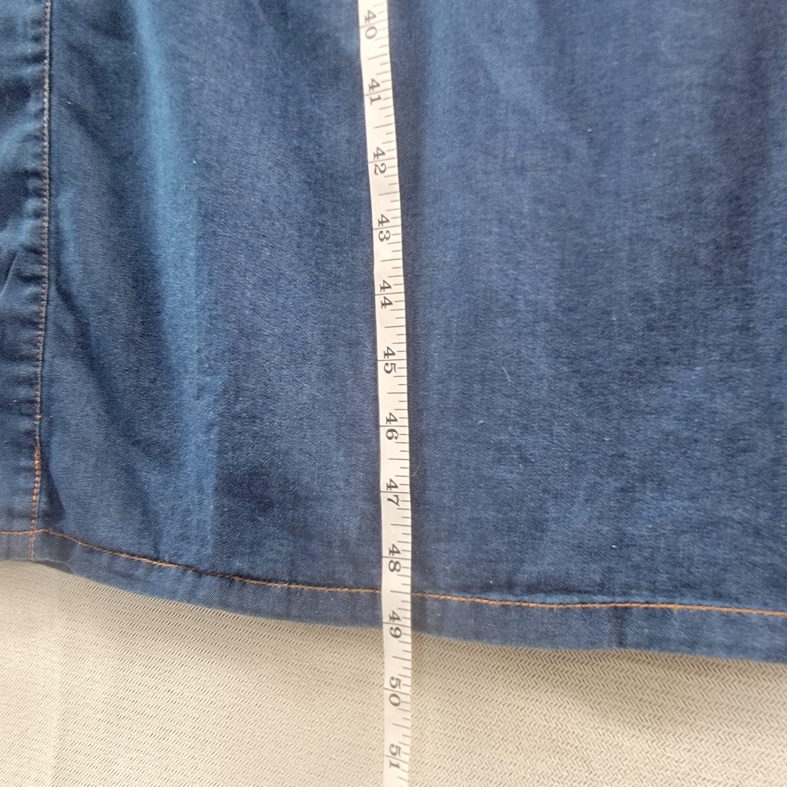 Womens Dress Chambray Button Front Midi Shirt Short Sleeve A-Line Size Large