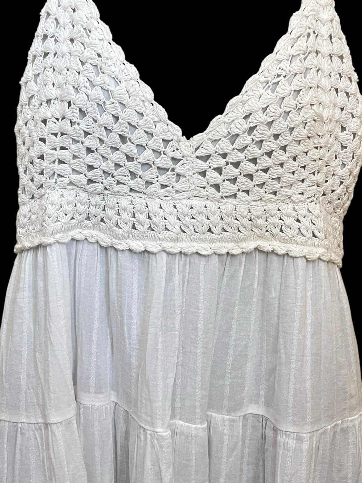 NEW Aerie Dress Womens Large White Crochet Babydoll Tiered Open Back Sexy