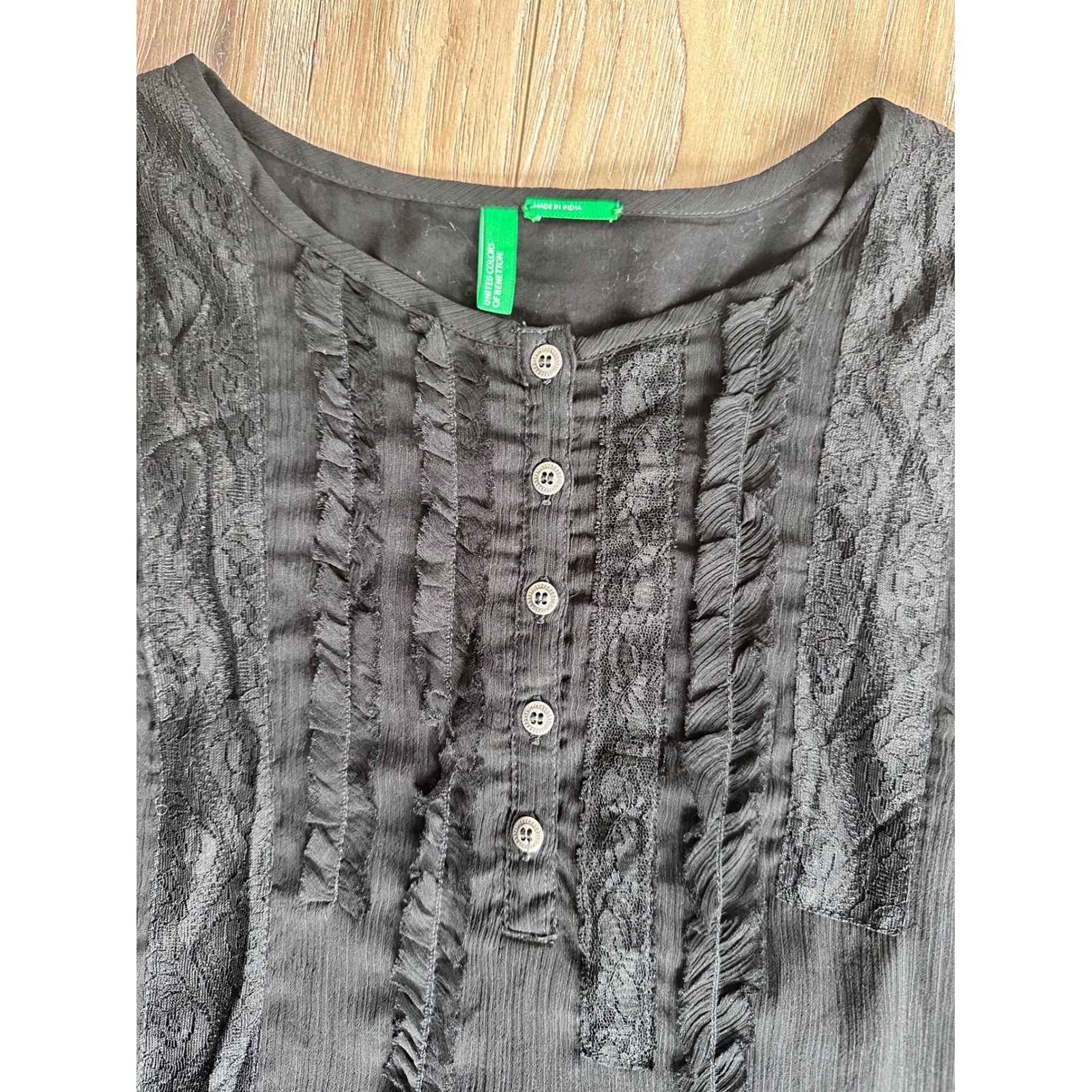 Black Lace Ruffle Mini Dress Coquette Dark Cottagecore Goth Whimsy Women XXS