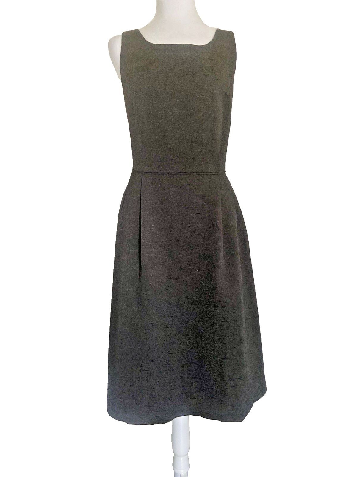 Lands’ End Black Dress Sleeveless Cotton Blend Pockets Summer Basic M (10)