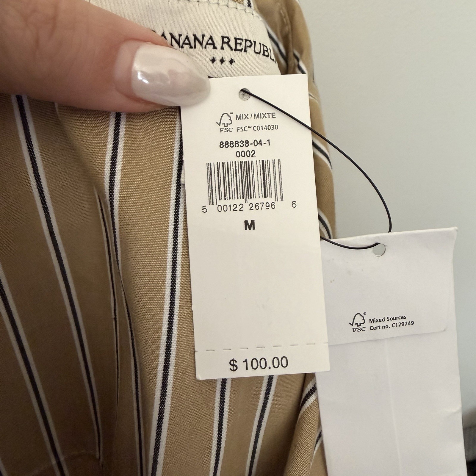 NWT Banana Republic Poplin Striped Mini Dress Tan M
