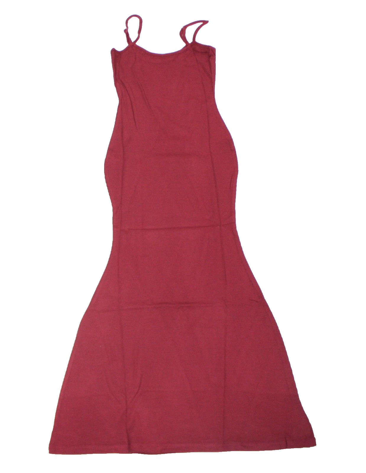 WeColor Red Ribbed Adjustable Spaghetti Strap Midi Bodycon Dress Size Small
