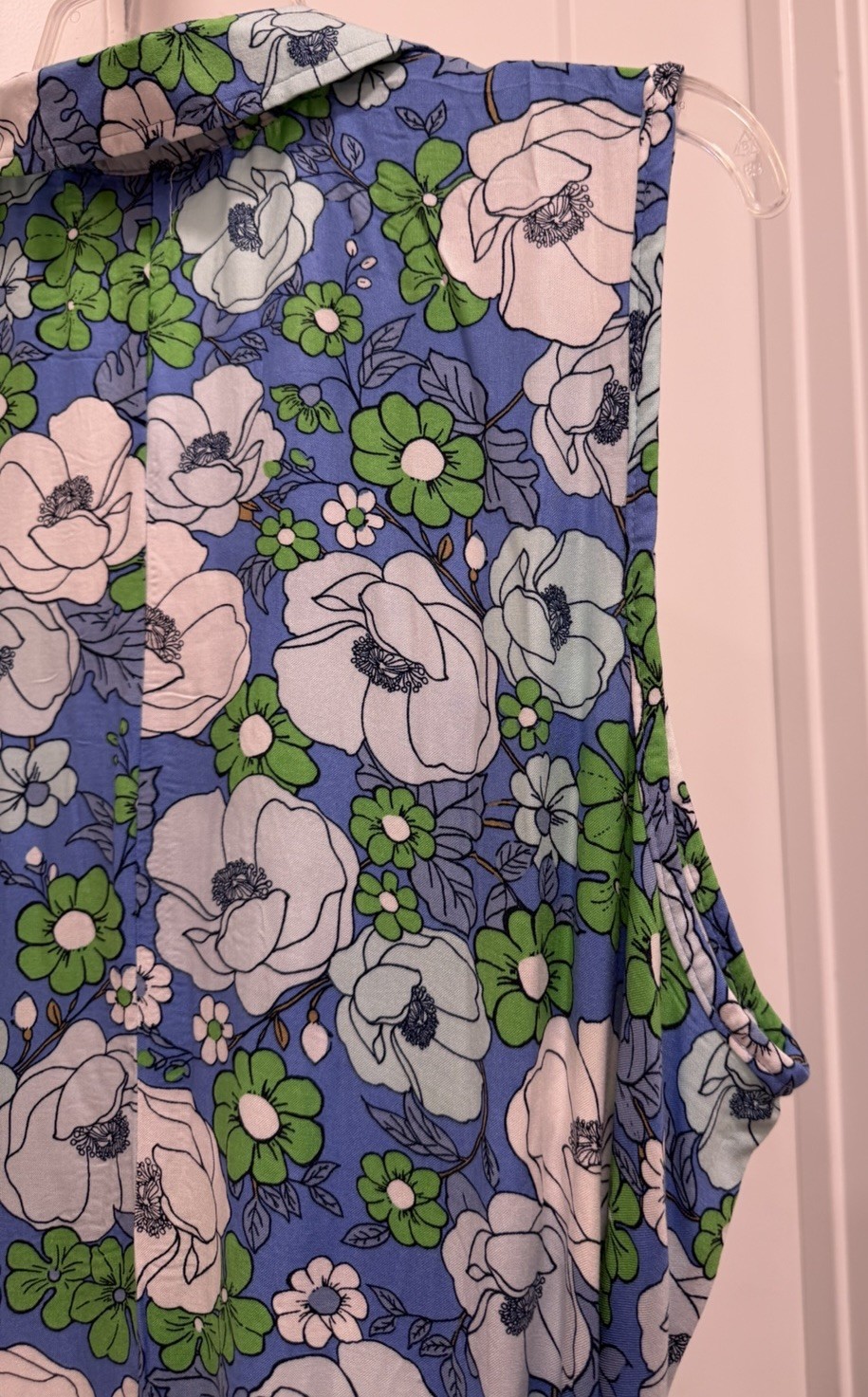 Croft & Barrows Floral Button Down Dress Sz L Casual Waist Tie- Pockets NEW