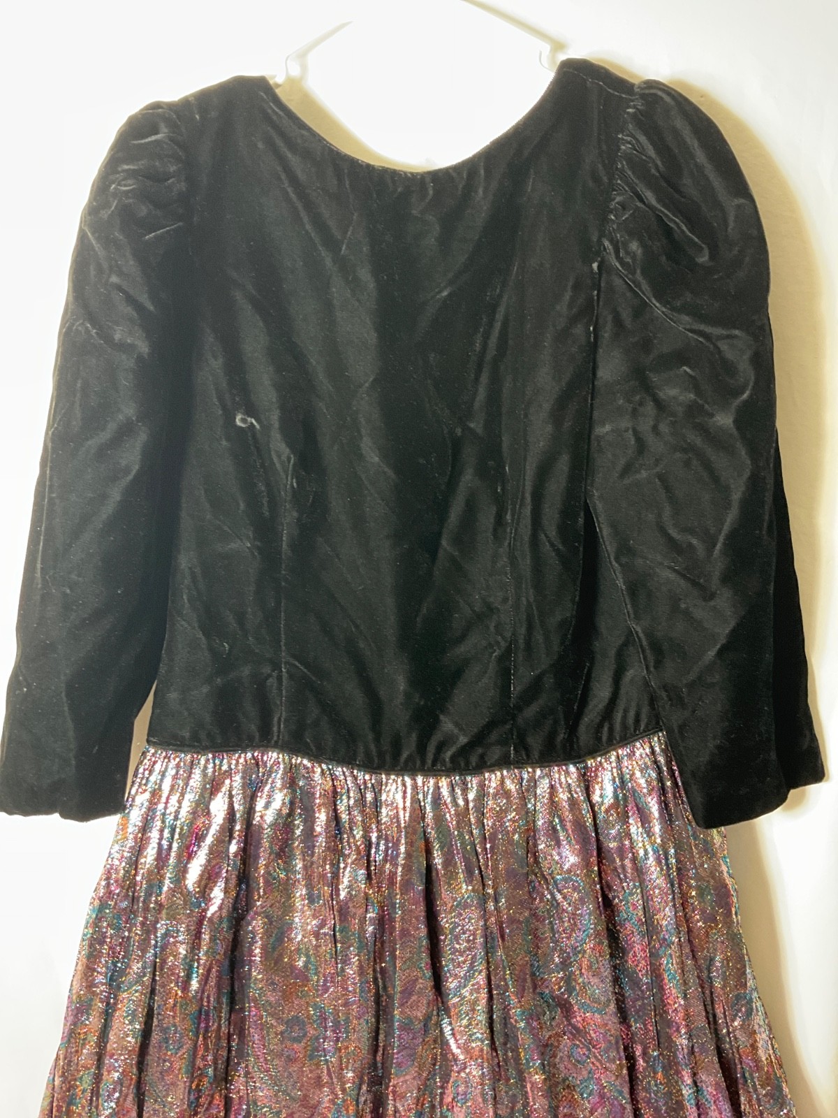 VTG Custom Made Velvet Tinsel Metallic Long Dress Lined