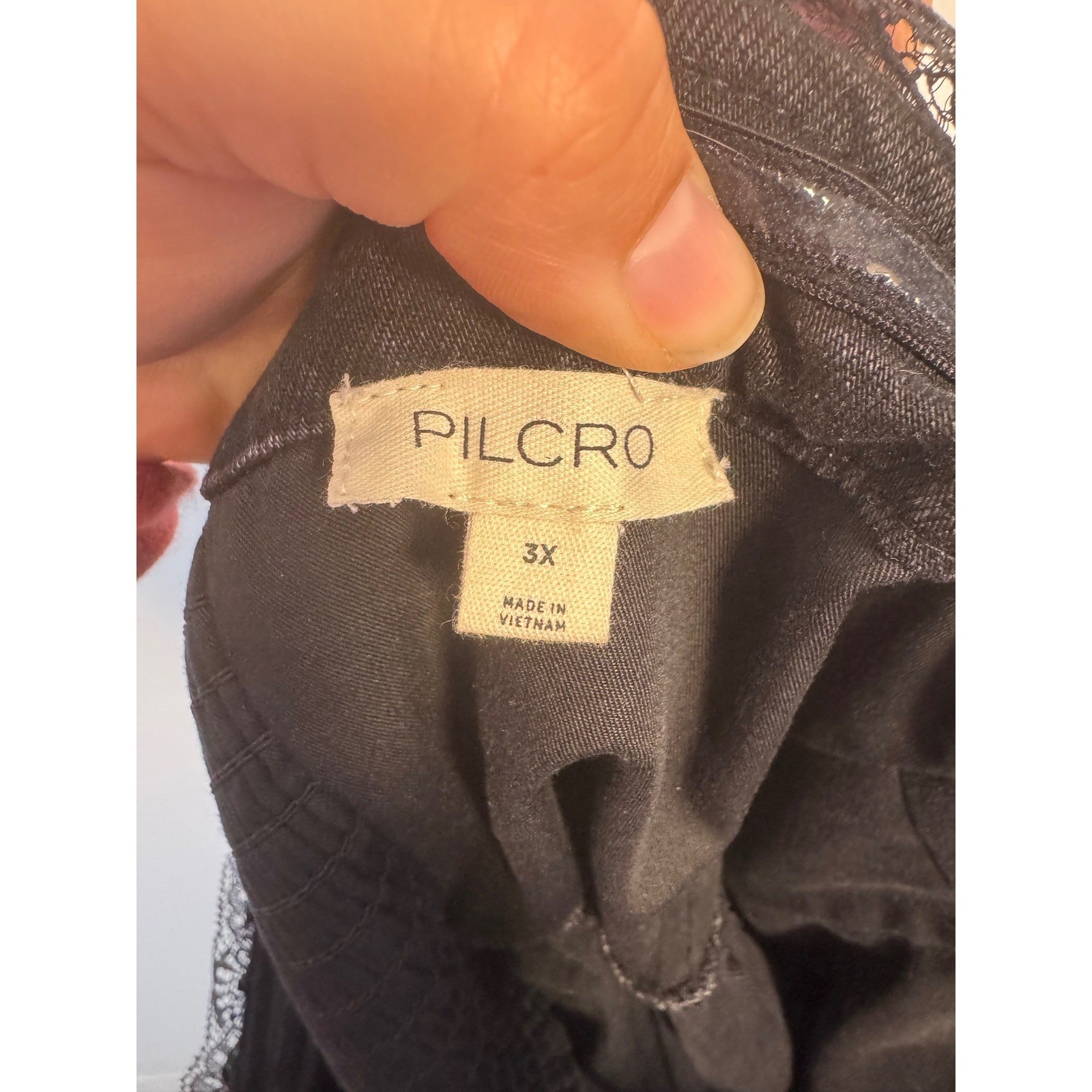 Coquette Pilcro Anthropologie Womens 3X Strapless Denim Lace Mini Dress Black