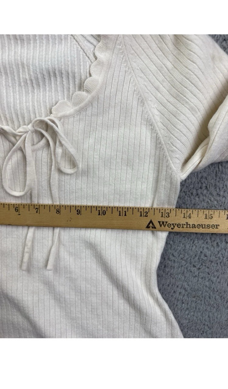 Wild Fable Sweater Dress Womens Medium Cream Long Sleeve Fit Flare Ruffle Hem