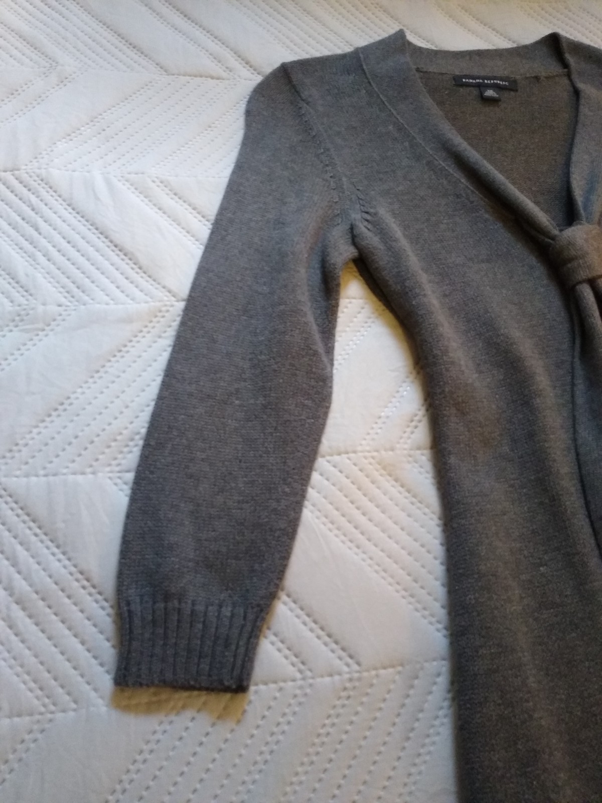 Banana Republic Gray 3/4 Sleeve Necktie Sash Sweater Dress Knit Workwear Size XS