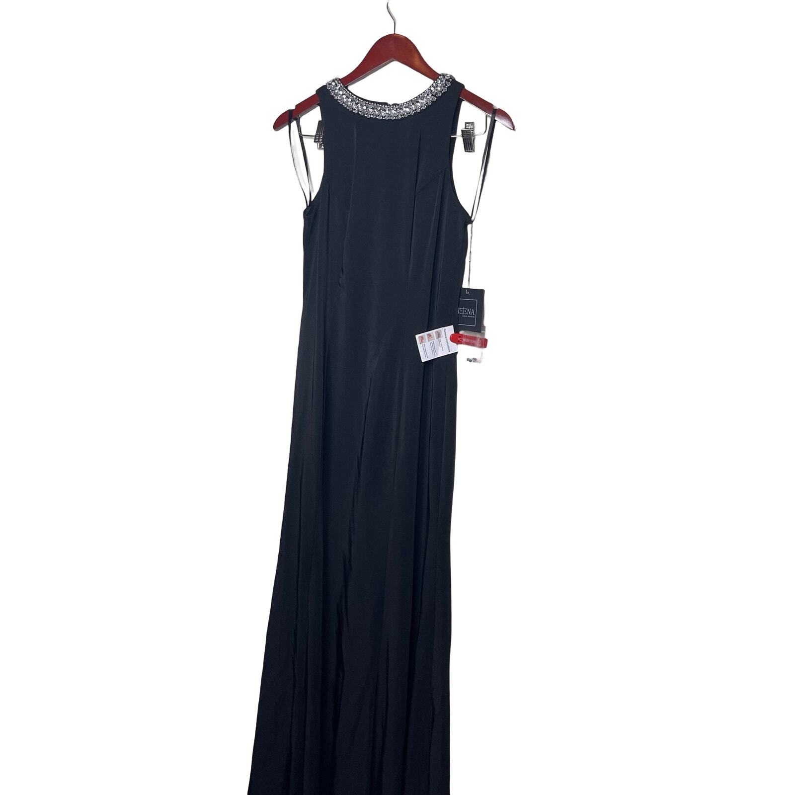 NWT Ieena for Mac Duggal Embellished Neck Trumpet Gown in Black sz 2 49093