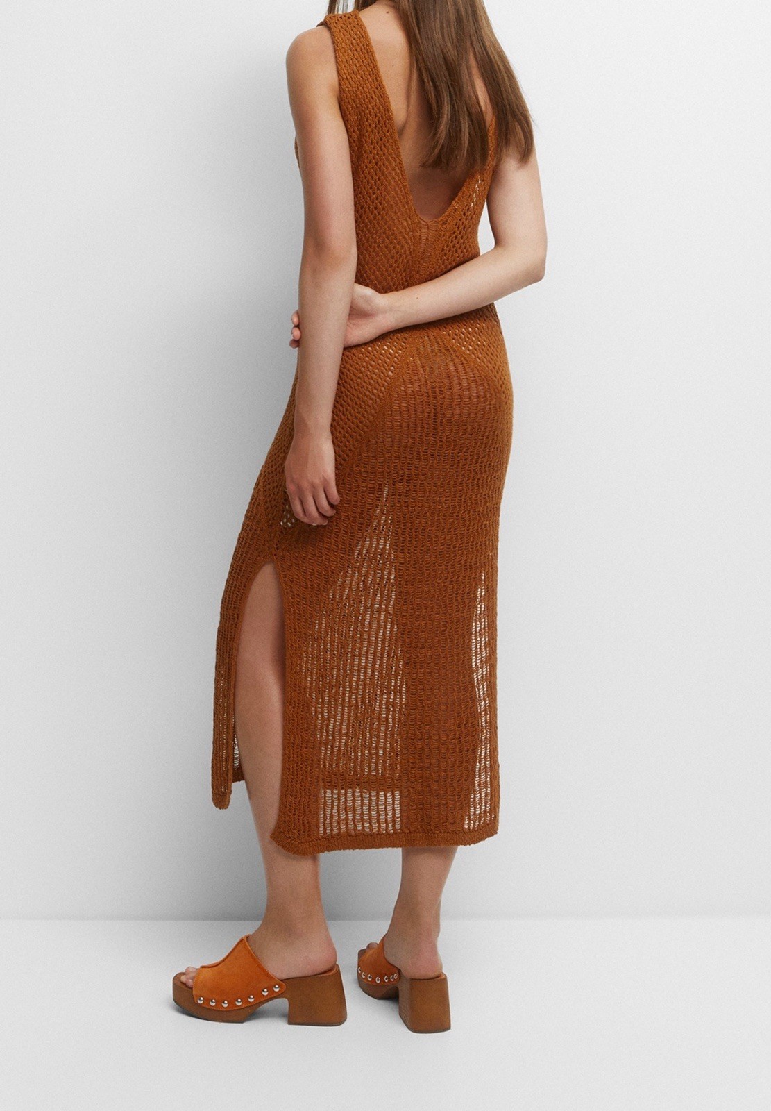 Pull & Bear crochet backless knit maxi beach dress cover up