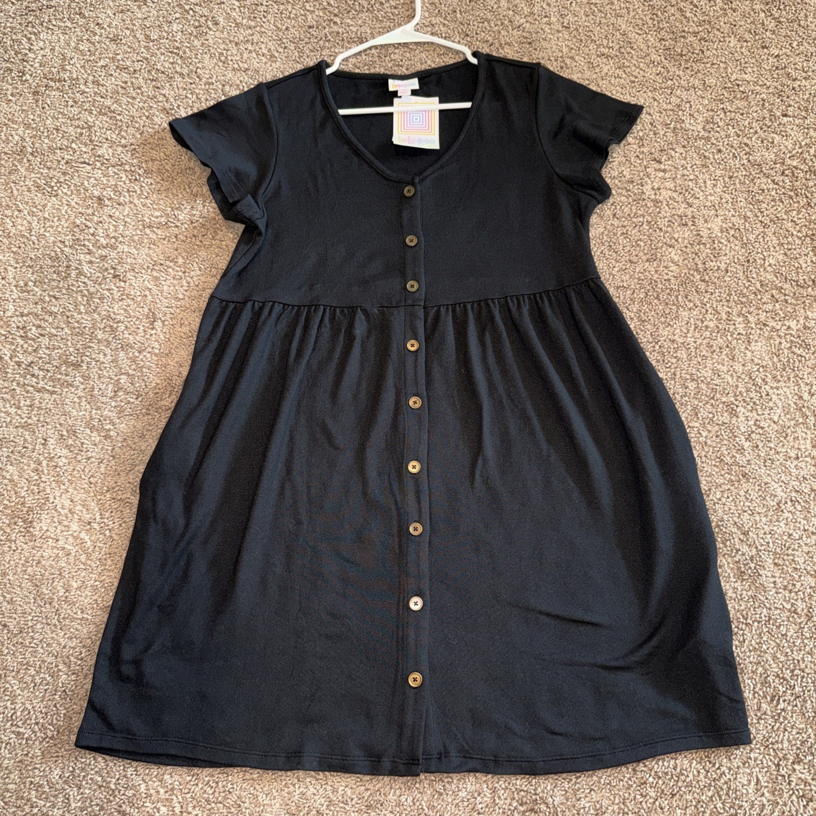 LuLaRoe Size Small Heidi Baby Doll Dress Black RARE NEW with Tags