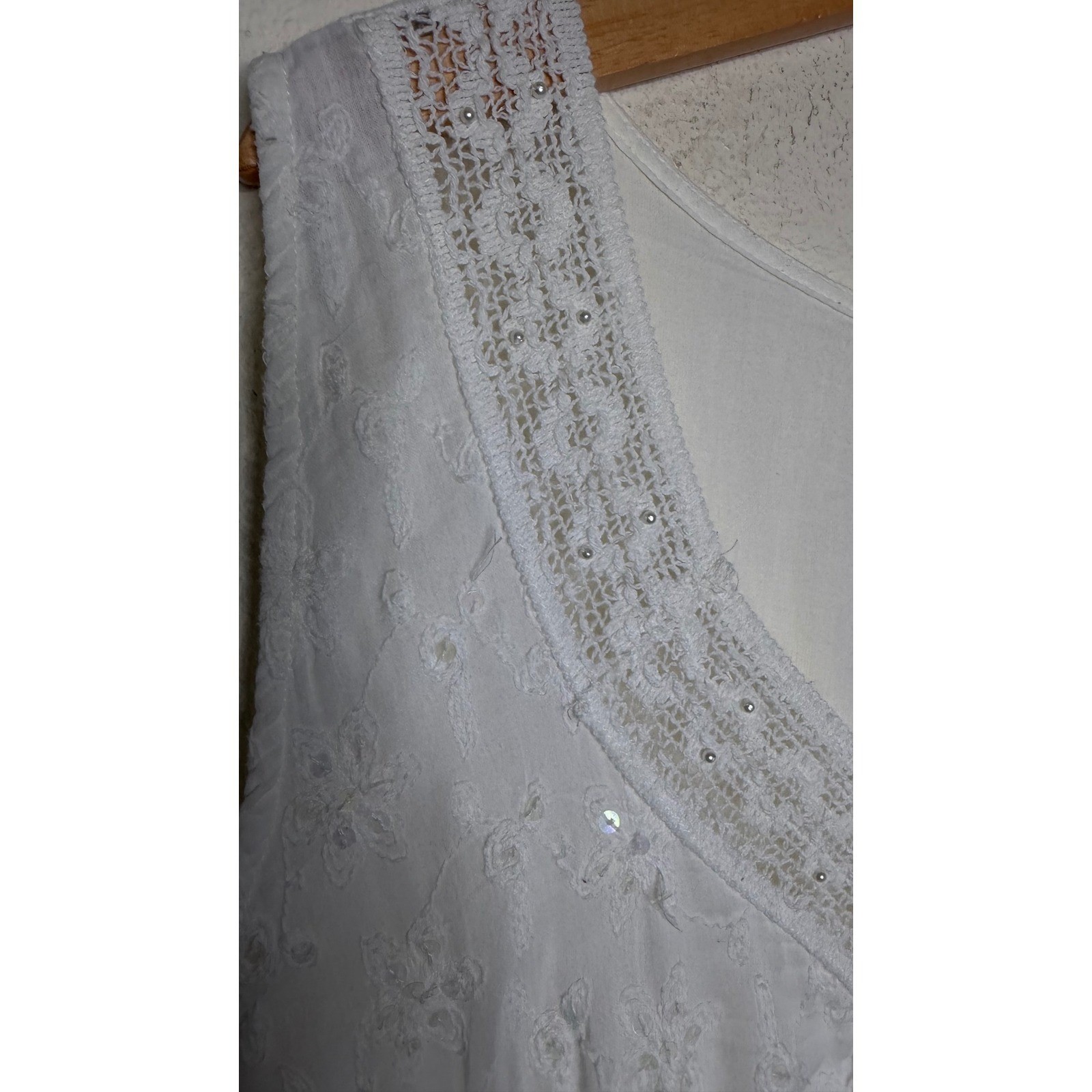 Mlle Gabrielle 2X Cotton Dress Plus Size White Lace Ruffle Cottagecore Peasant