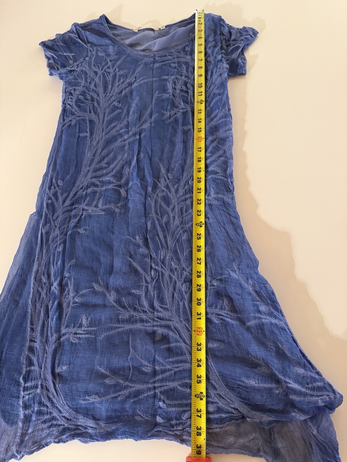 Soft Surroundings blue 100% silk fairy bohemian asymmetrical hem sheer dress XS