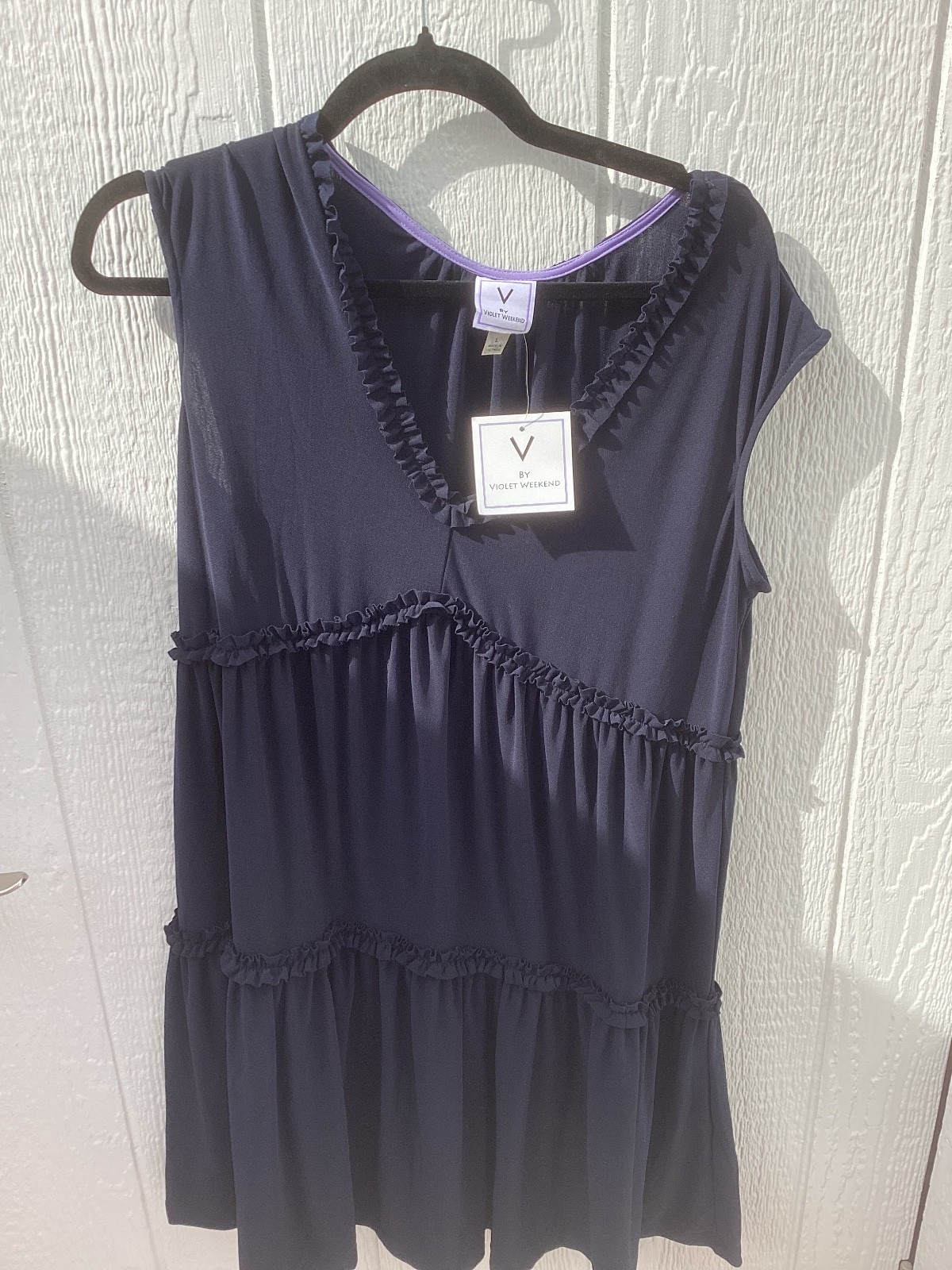 Violet Weekend Women’s Black Cotton Dress Sleeve Casual Size L NWT