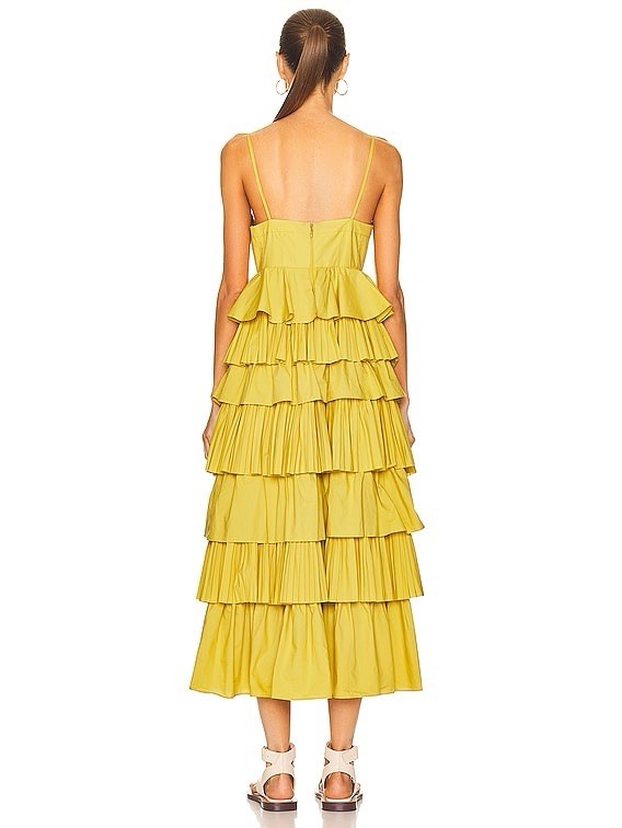 Ulla Johnson Avery Gown in Limonite Tiered Maxi Dress Gown Womens 10 Resort Vaca