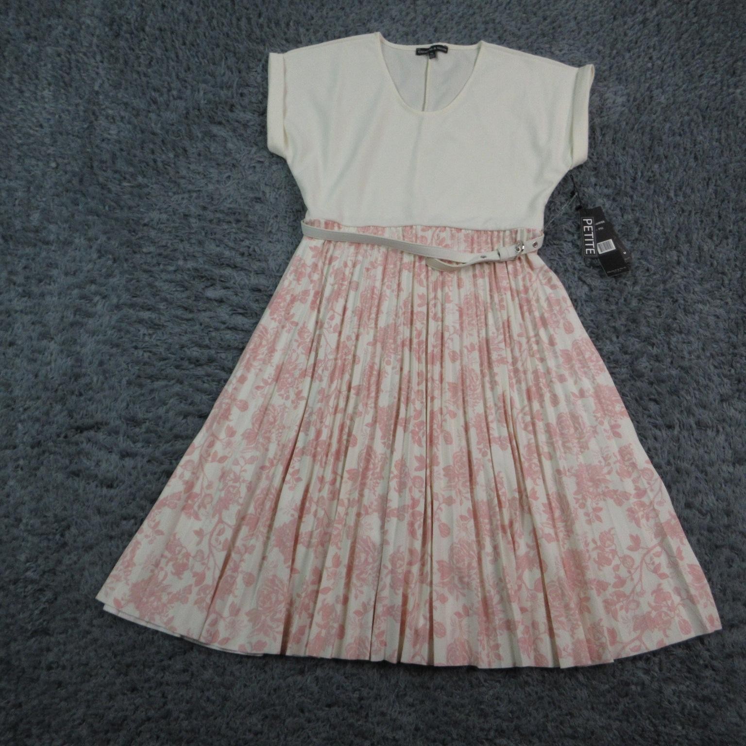 Elizabeth & Nicole Dress Womens PXL Pink Fit & Flare Pleated Midi Belted NWT
