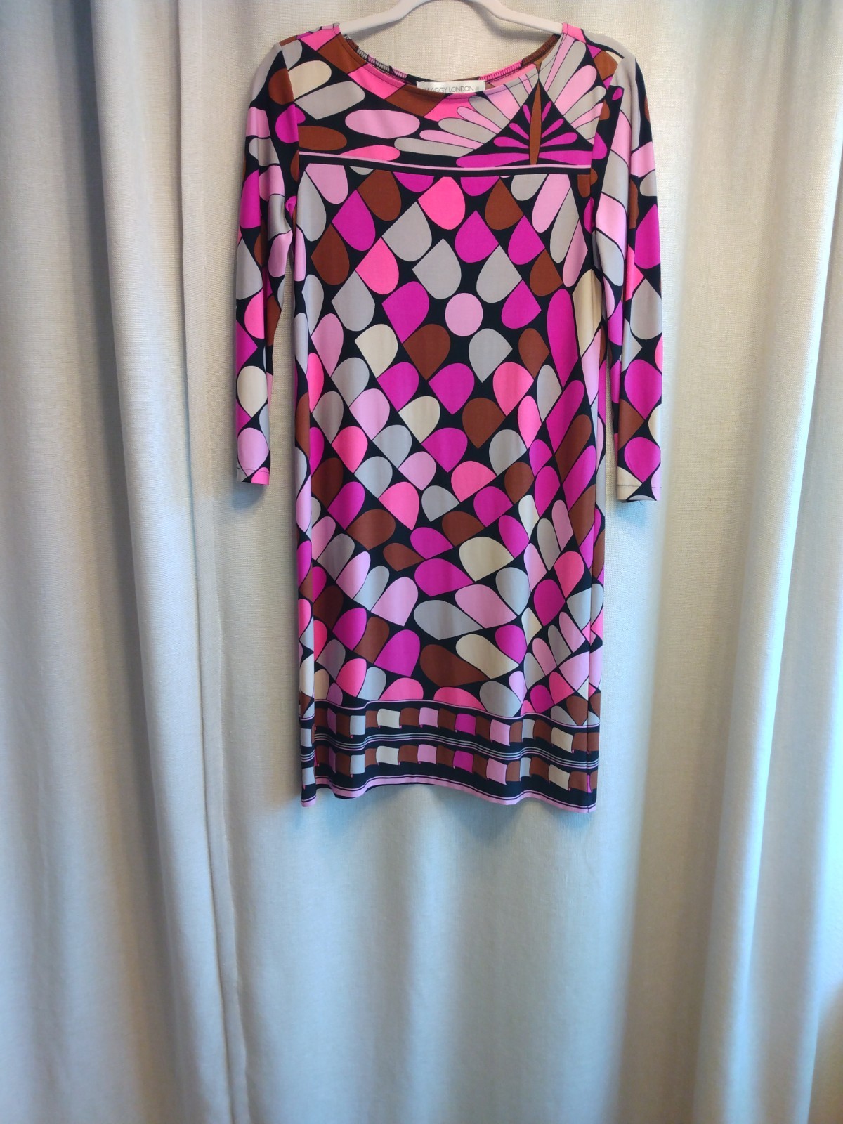 Maggy London Pink Party/Cocktail Geometric Dress Size 4R – Made in Sri Lanka