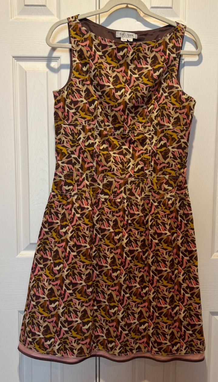 Kay Unger Dress Shoe Heels Print SZ 10 Sleeveless Pink/ Brown