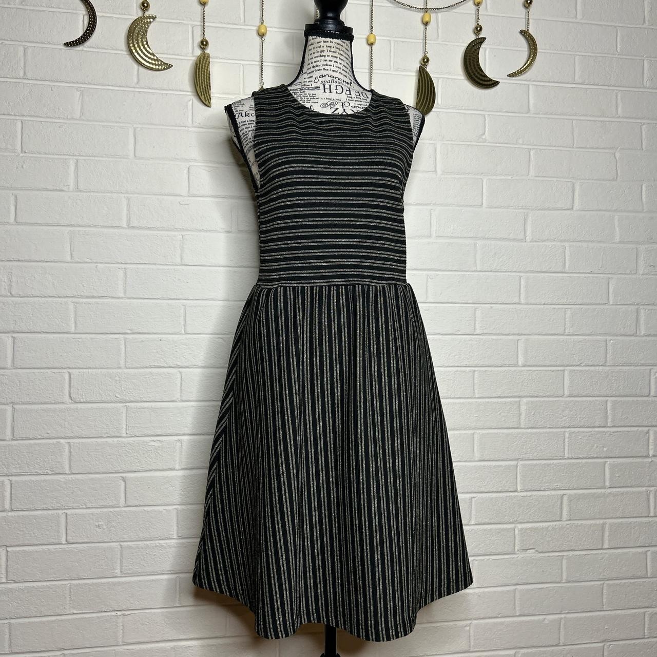 Draper James RSVP sz Small black gold stripe sleeveless Party Dress