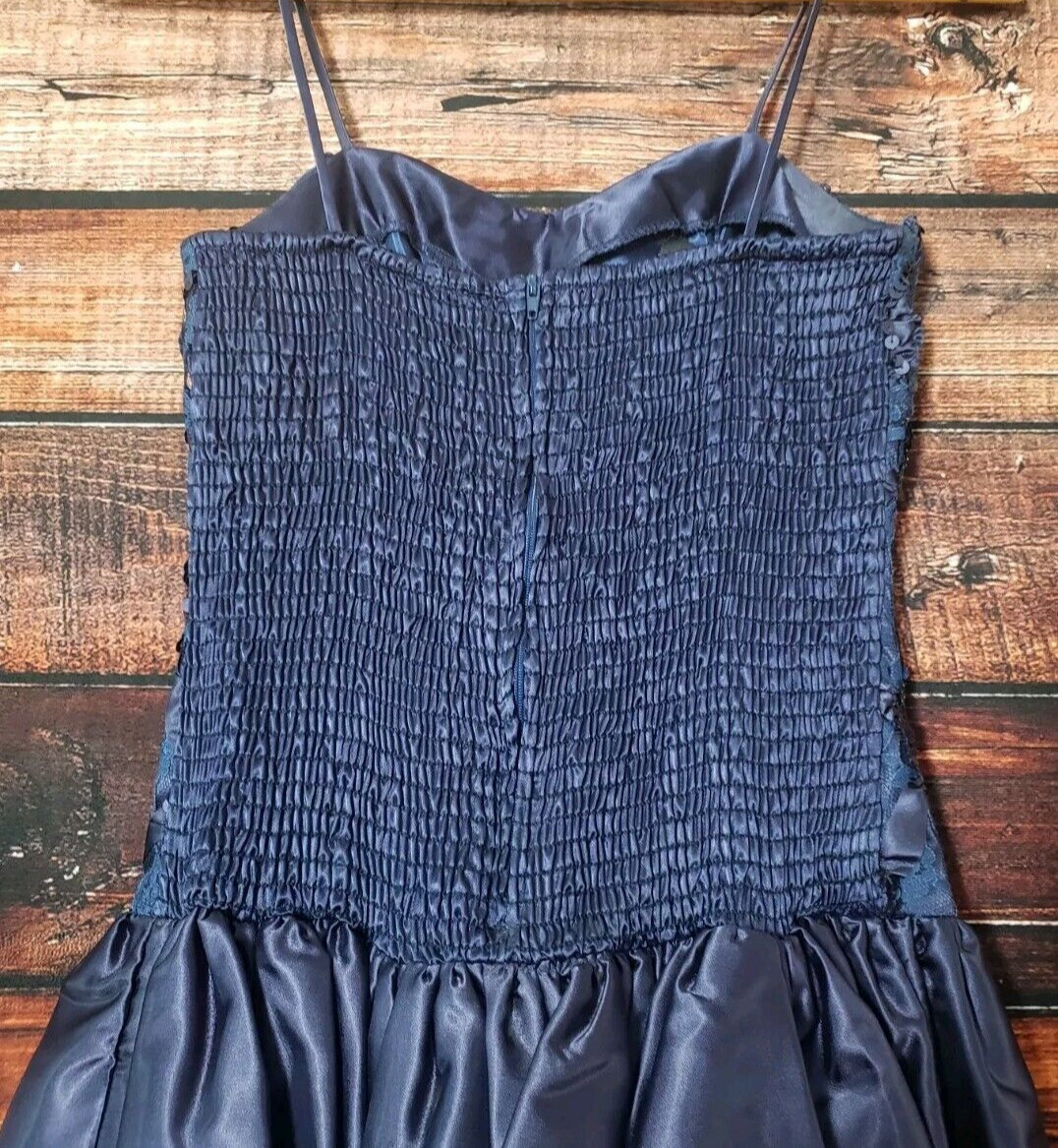 Notorious Dress Size 1 Formal Sequin Lace Bodice Bubble Skirt Bow 80s Vintage
