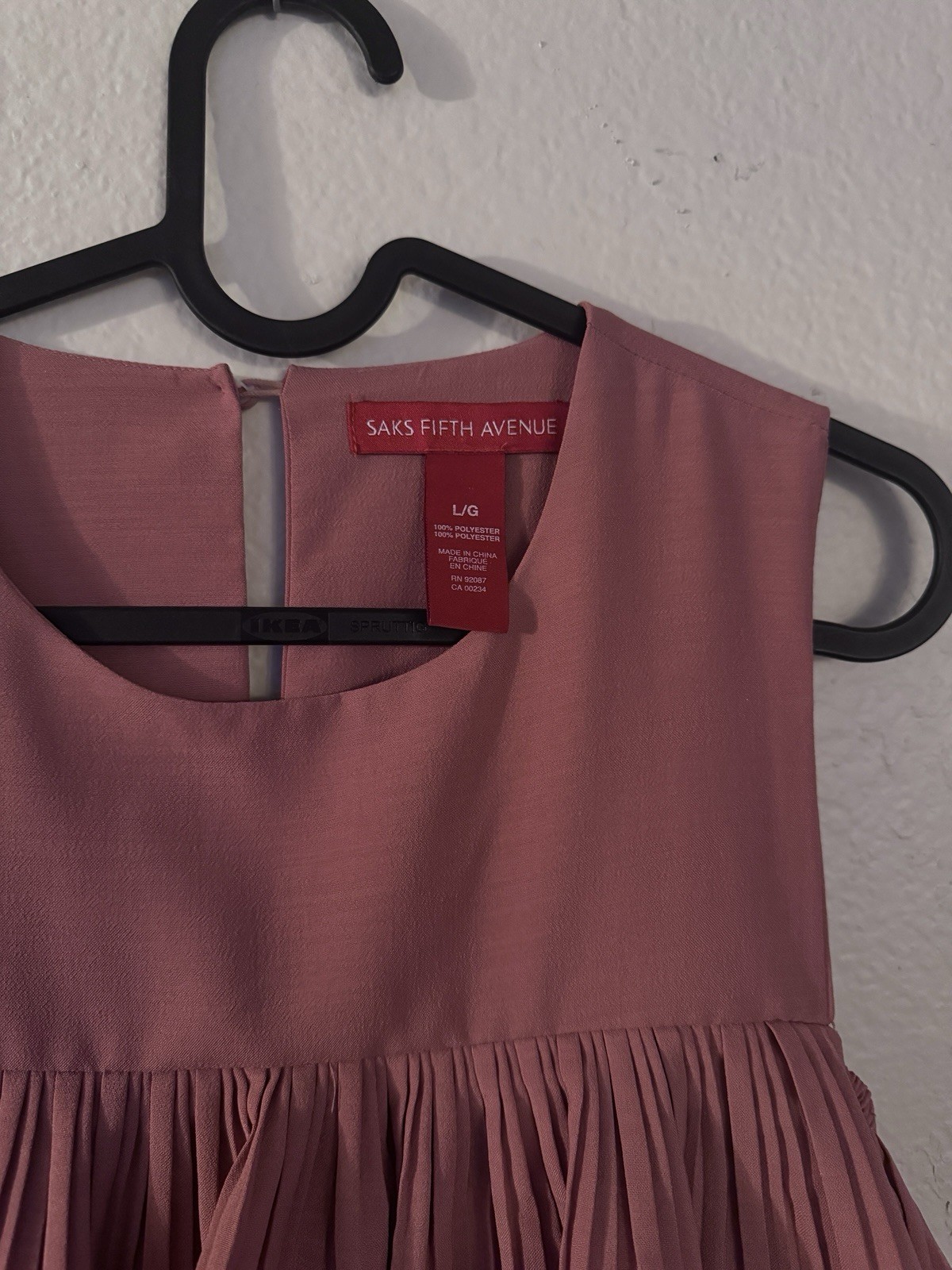 Saks Fifth Avenue Pink Pleated Layered Sleeveless Cocktail Dress L/G