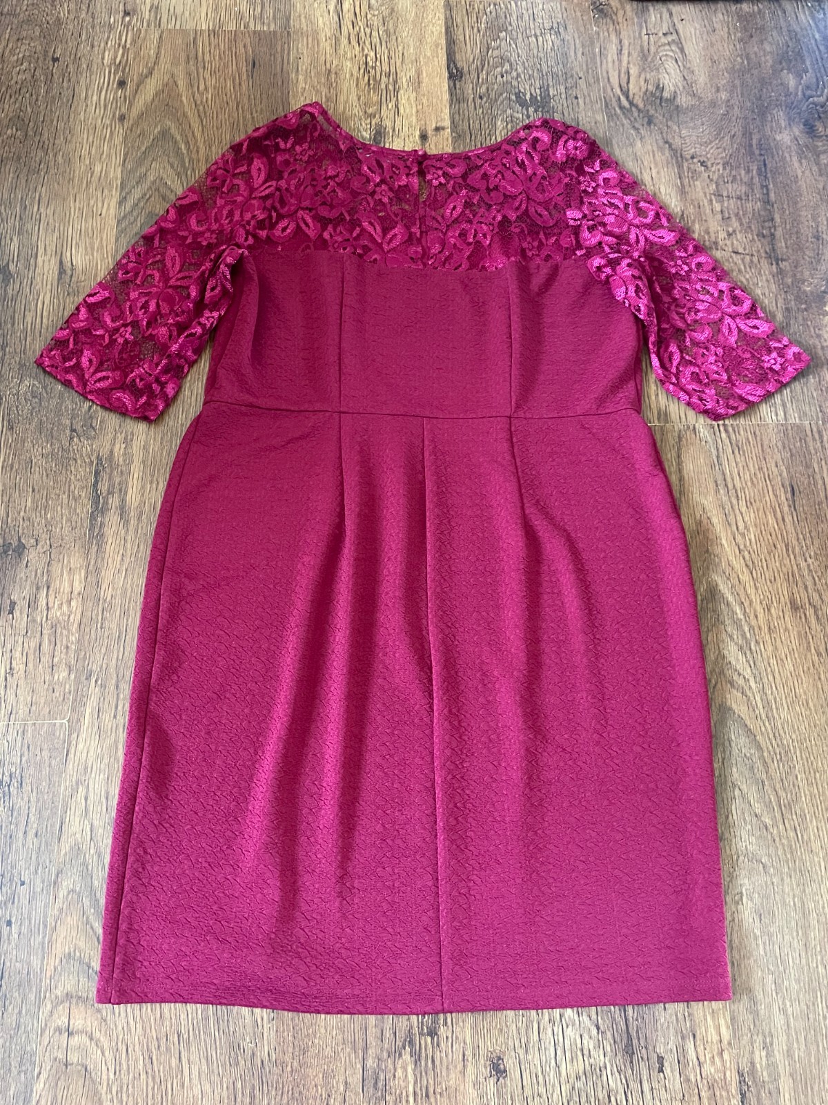 Moda by George burgundy bodycon dress with lace details uk 18 eur 46