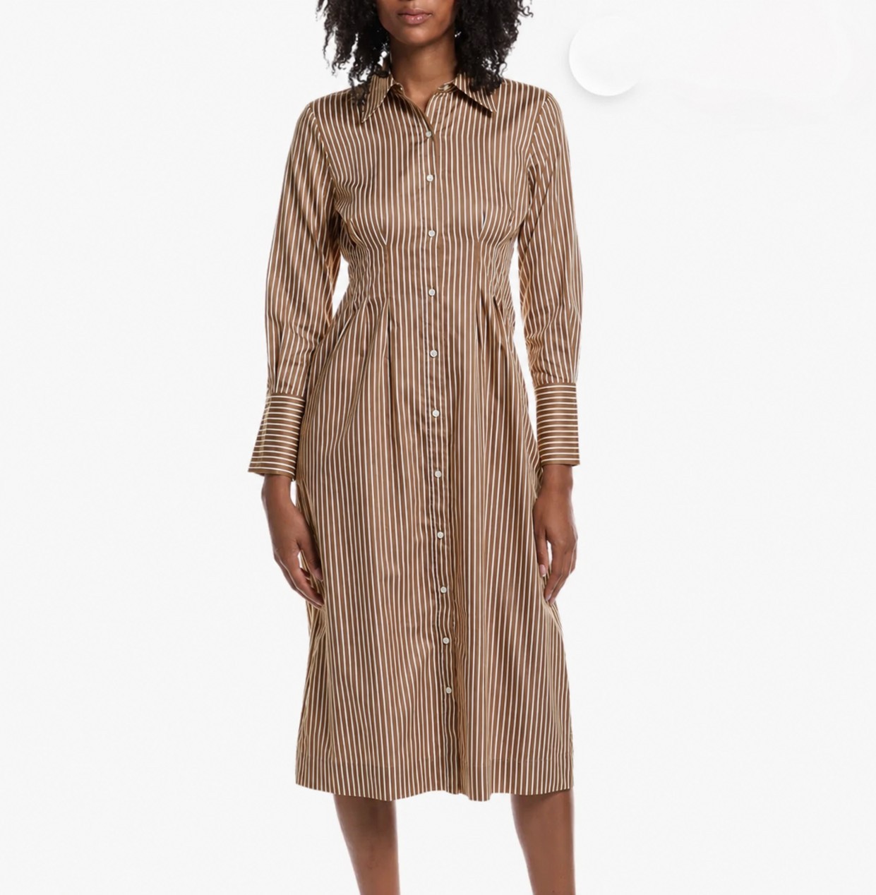 J. McLaughlin Whit Shirtdress Size 8 Brown White Stripe Long Midi Dress Collar