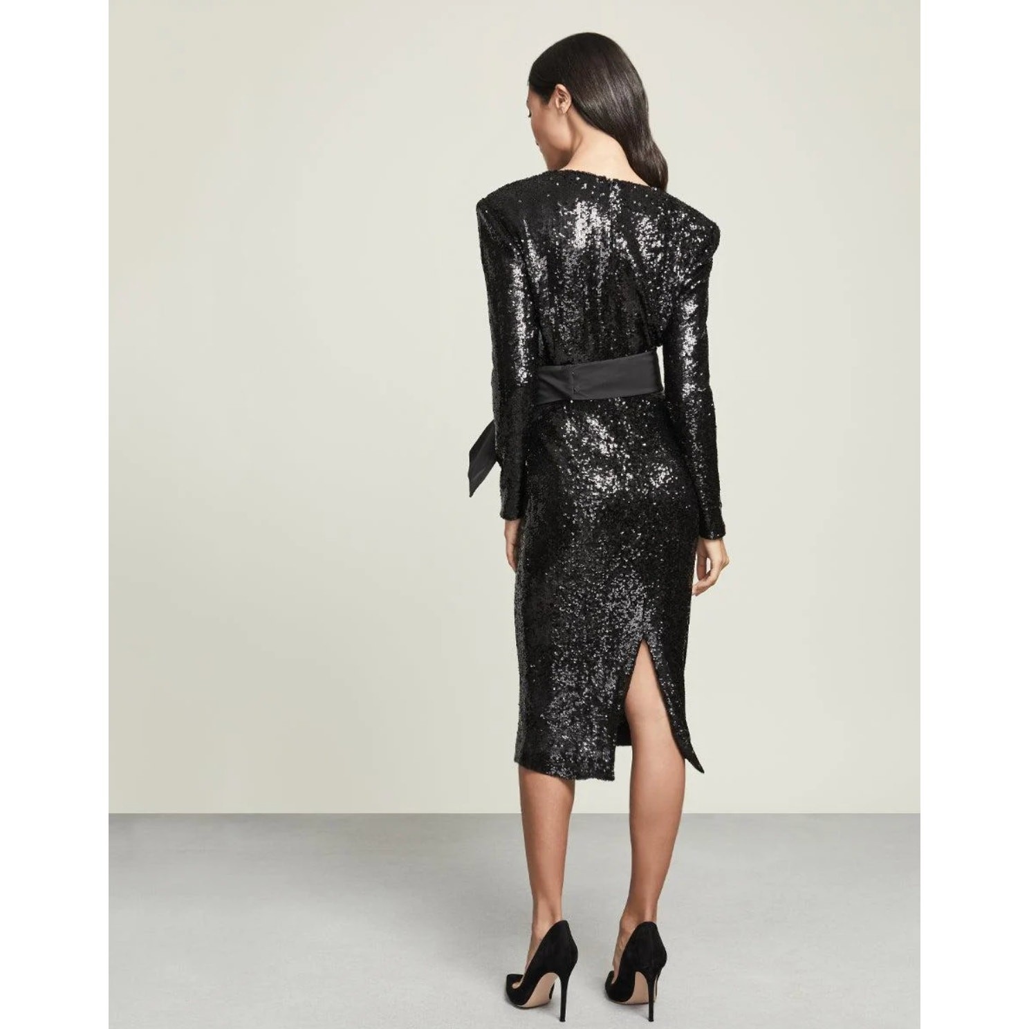 NWT Veronica Beard Black Dalyn Sequin Bow Midi Dress Size 16