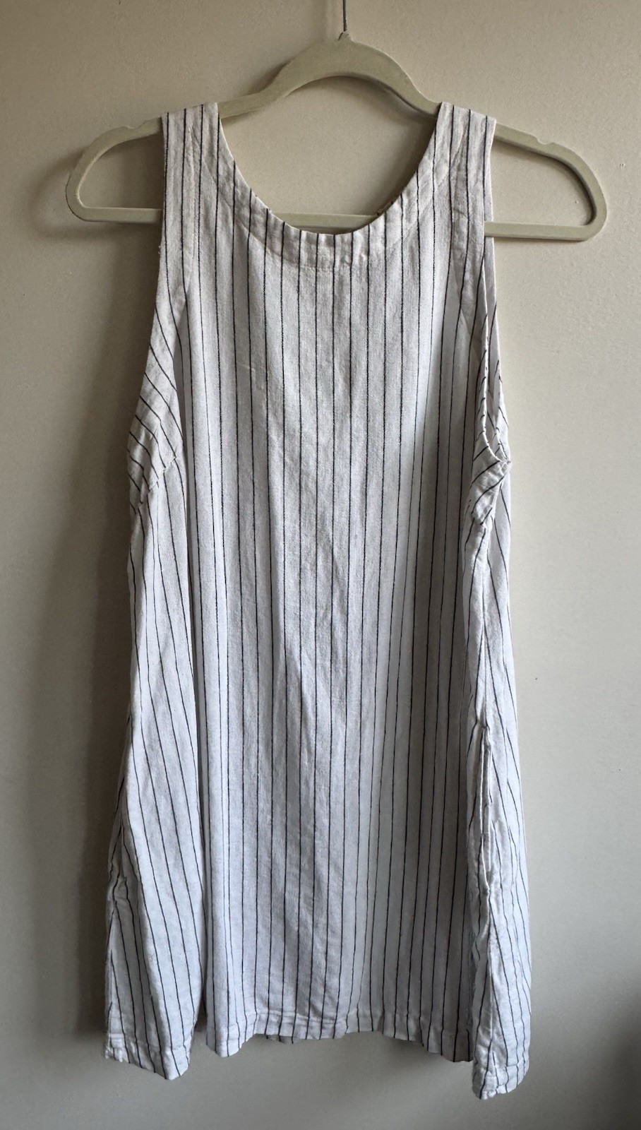 A New Day Linen Blend Sleeveless Shift Dress Women’s Medium Black White Stripe