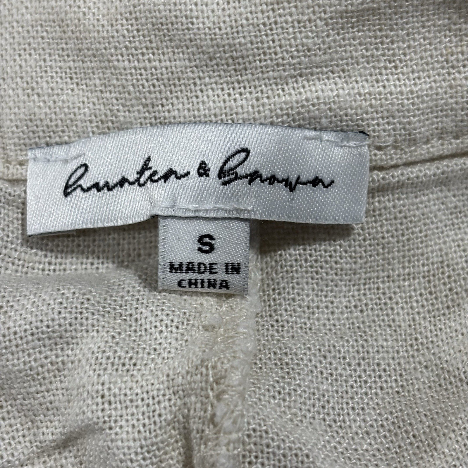 Hunten & Baowa Cream Linen Blend Overalls Jumpsuit Women S Boho Wide Leg Casual