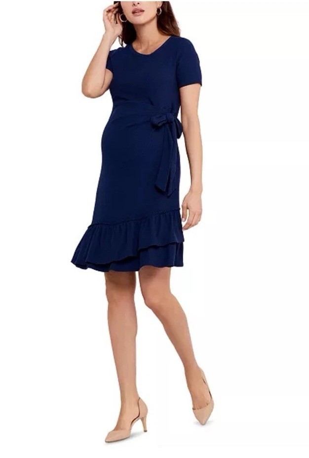 A Pea in the Pod Maternity Ruffled Dress Side Tie Size Small