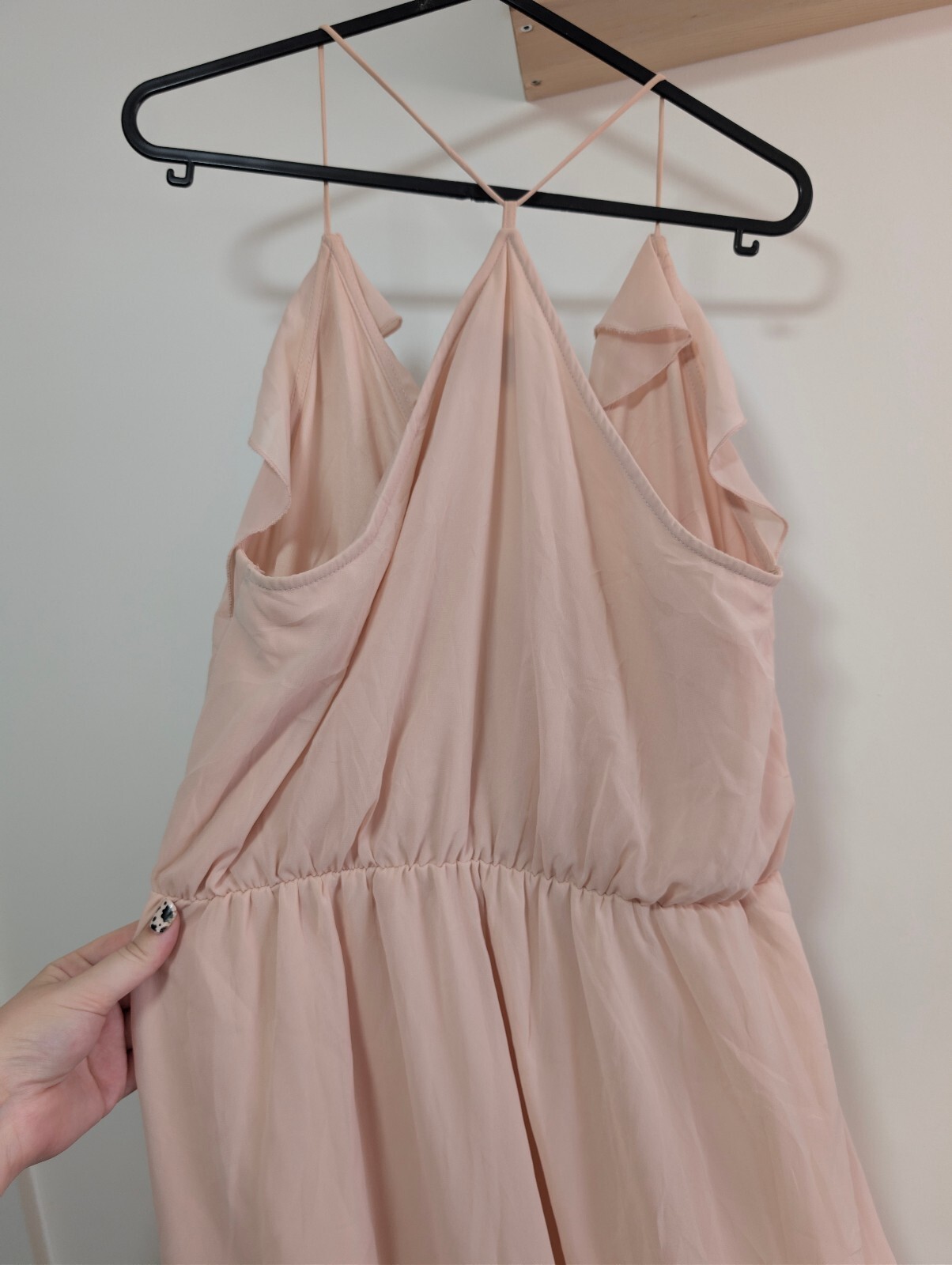 VILA Blush Pink Halterneck Midi Dress EU 40 UK 12 Ruffle Occasion Summer