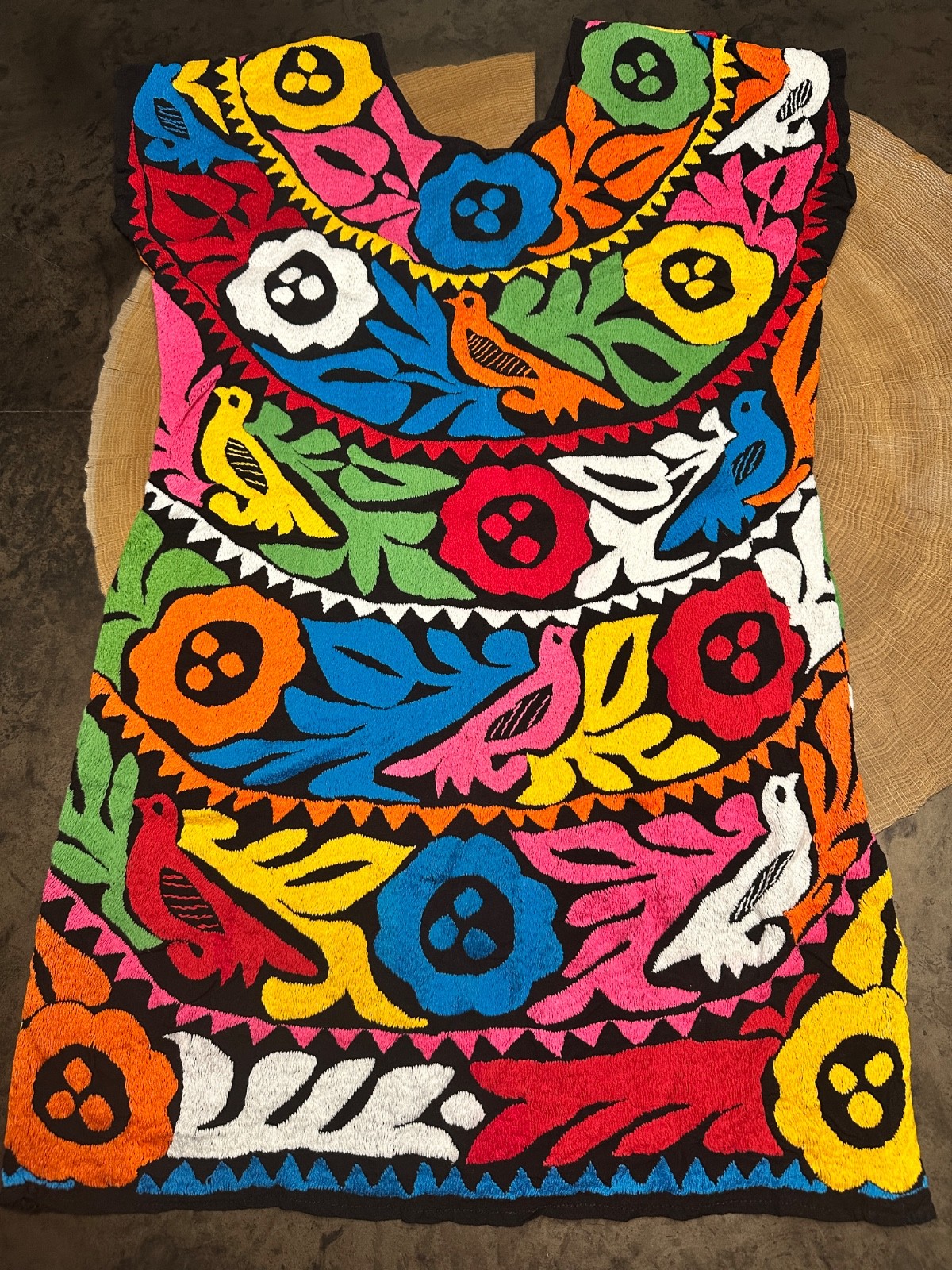 PERUVIAN HAND EMBROIDERED WOMENS M DRESS COVERUP BOHO FESTIVAL BEACH