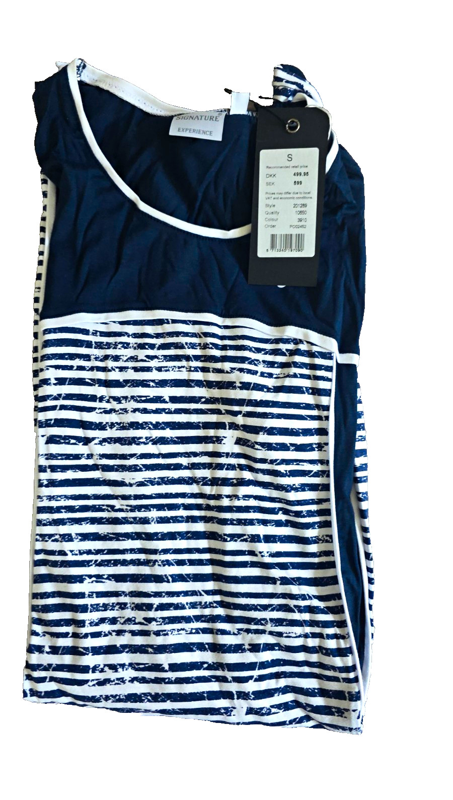 Signature Navy/White Striped Jersey Round Neck Maxi Dress, Size S