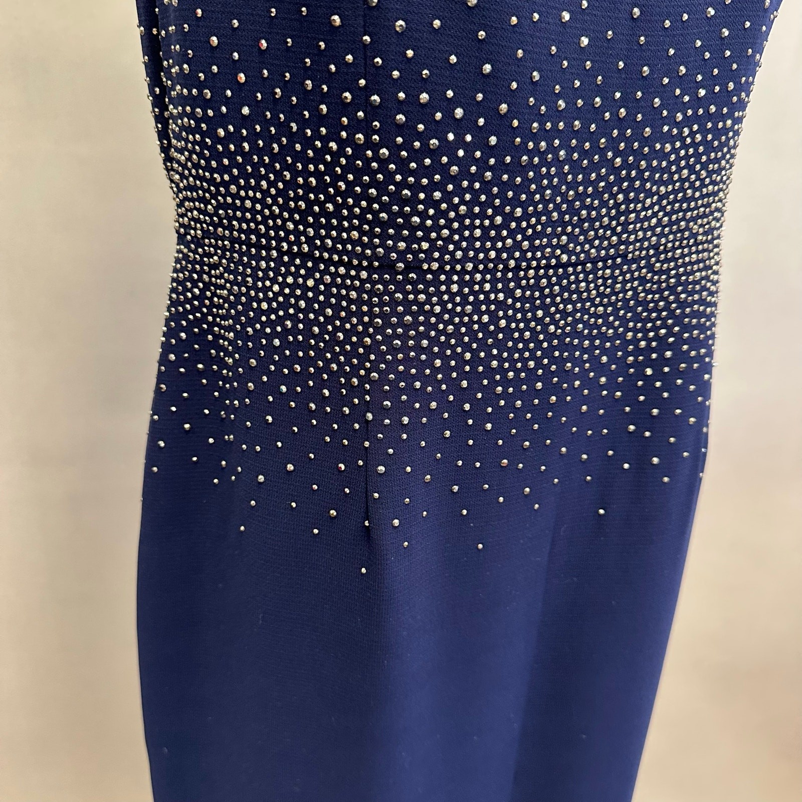 Calvin Klein Navy Rhinestone Gradient Waist Gown Size 10 Sleeveless Maxi Formal
