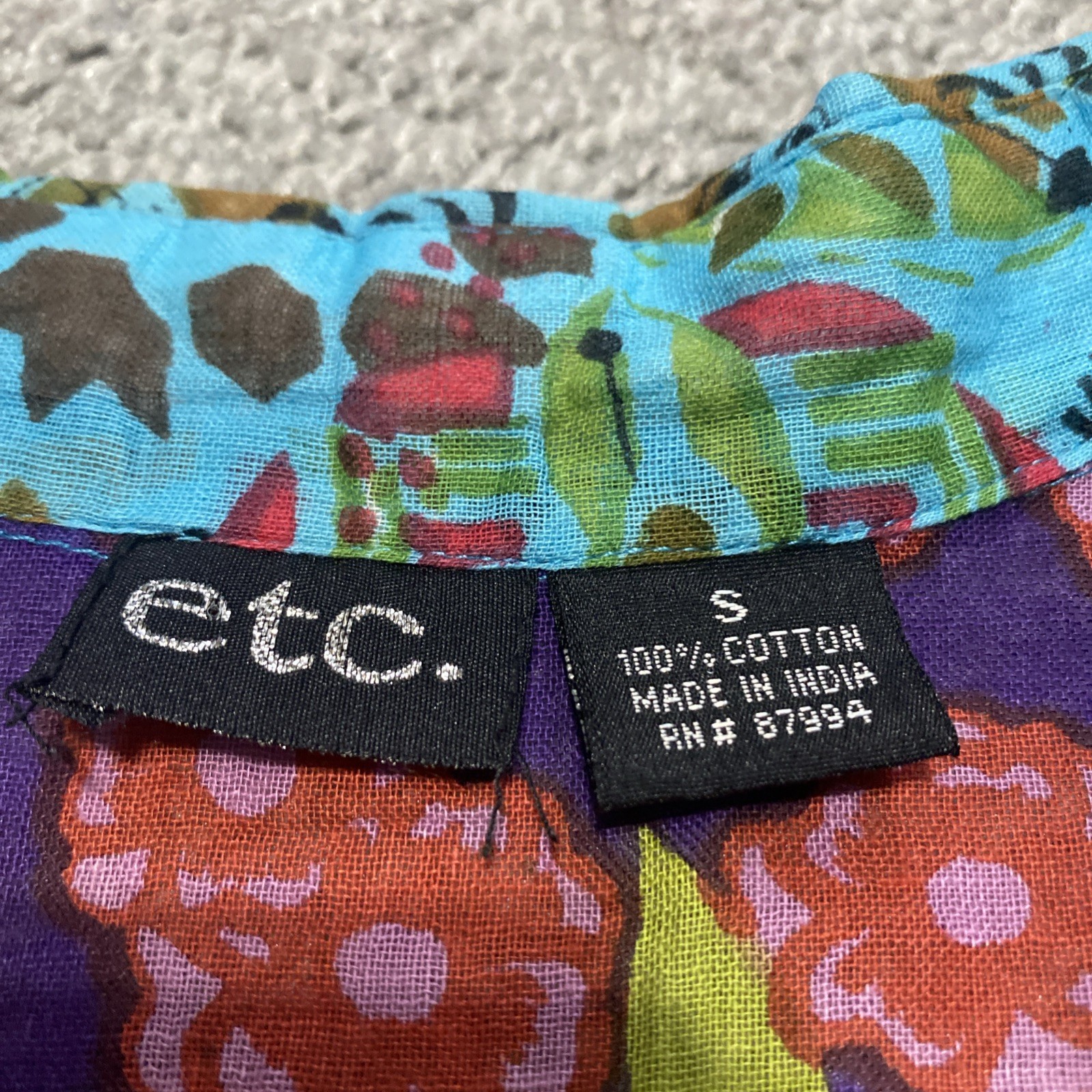 ETC VTG Multi-Color Patchwork Floral Dress S Lightweight Cotton Artsy Vacation